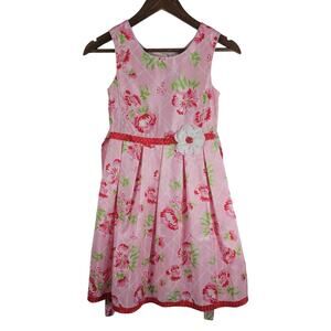 Joan Michelle Girls Pink Red White Floral Dress 10